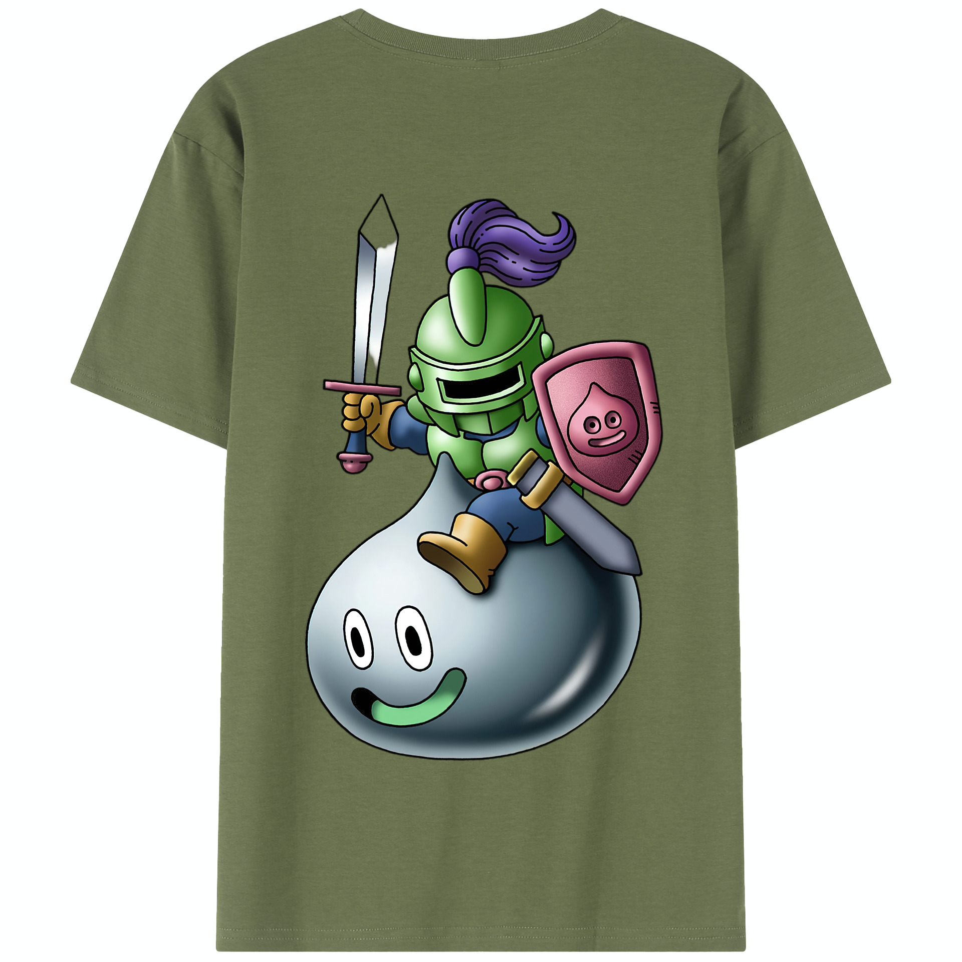 （画像用） ドラゴンクエスト Doragon Kuesuto Dragon Quest 綿100％半袖Tシャツ（背面プリント）